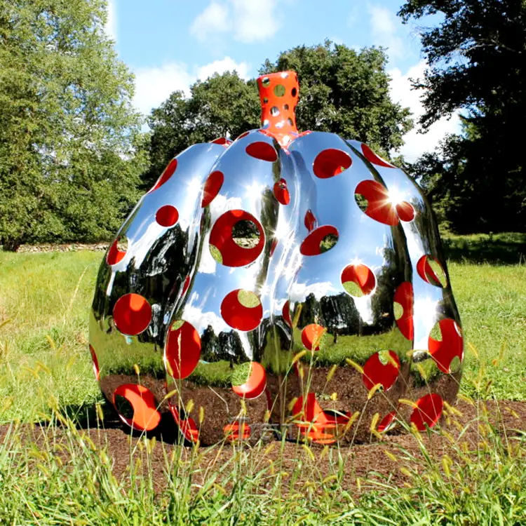 Stainless steel pumpkin sculpture