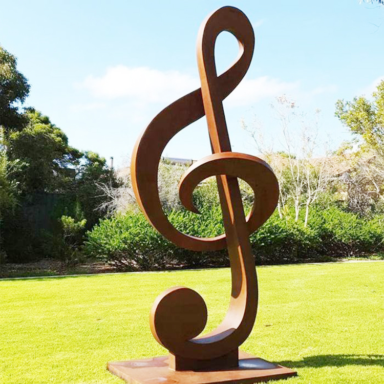 Large outdoor music notes stainless steel metal urban sculpture
