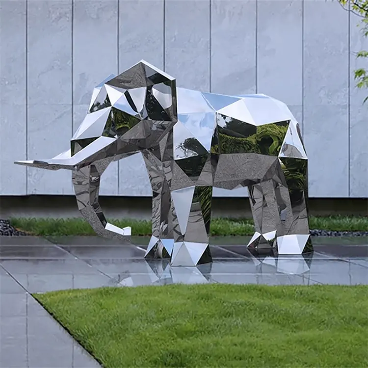  Outdoor decoration Stainless Steel Elephant Sculpture Metal Animal Statue