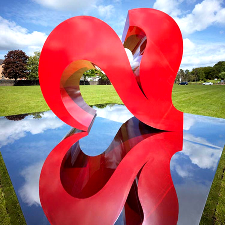 Red Metal Abstract Stainless Steel Heart  entrust Sculpture