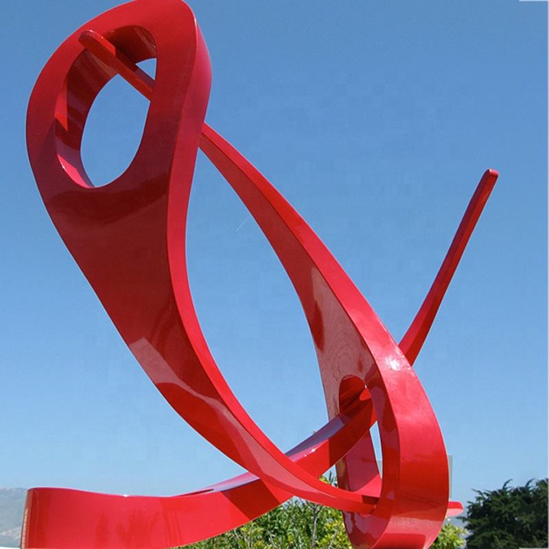 Red Metal Abstract Stainless Steel Heart  entrust Sculpture