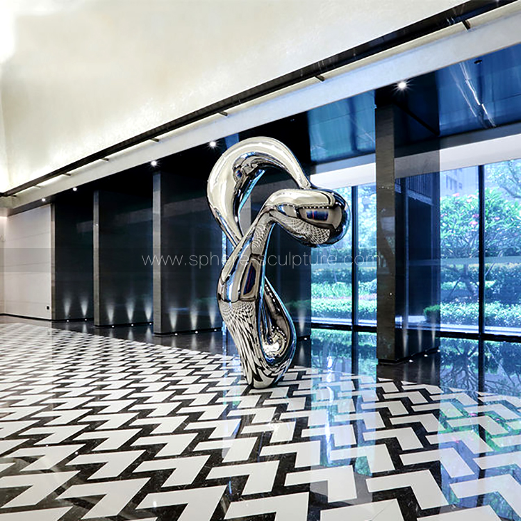 Contemporary art abstract mirror polished stainless steel sculpture