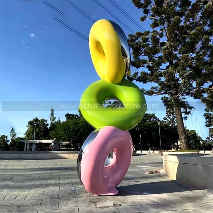  outdoor garden metal decoration donut stainless steel sculpture