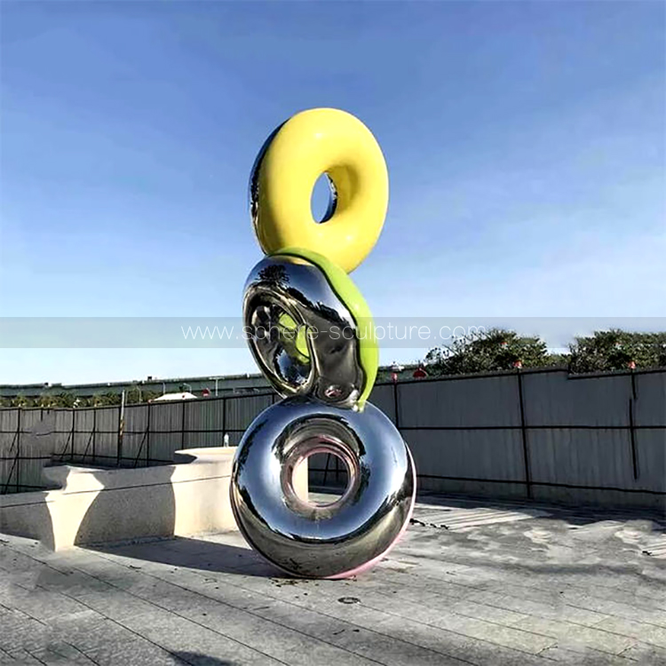  outdoor garden metal decoration donut stainless steel sculpture