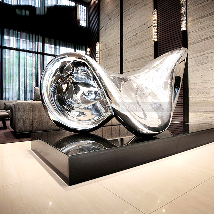 Large mirror polished stainless steel sculpture