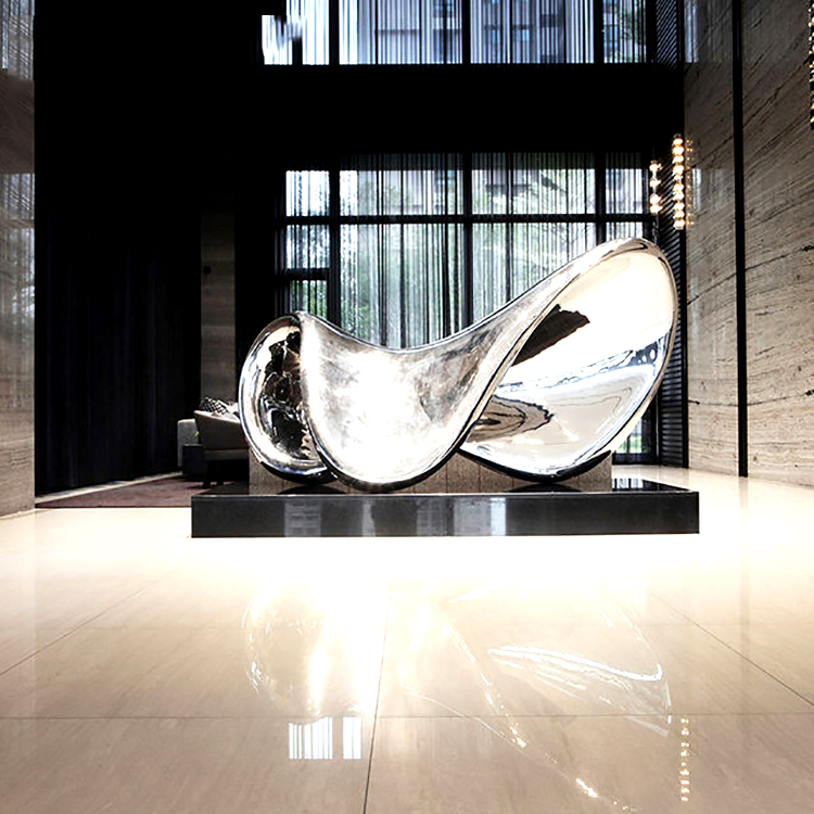 Large mirror polished stainless steel sculpture