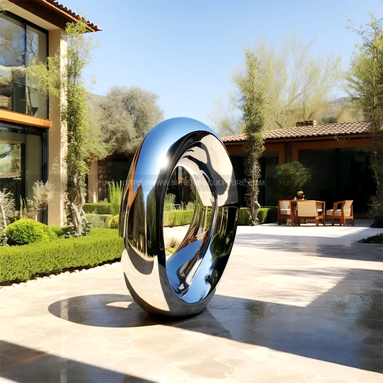 Public art outdoor large stainless steel mirror sculpture 