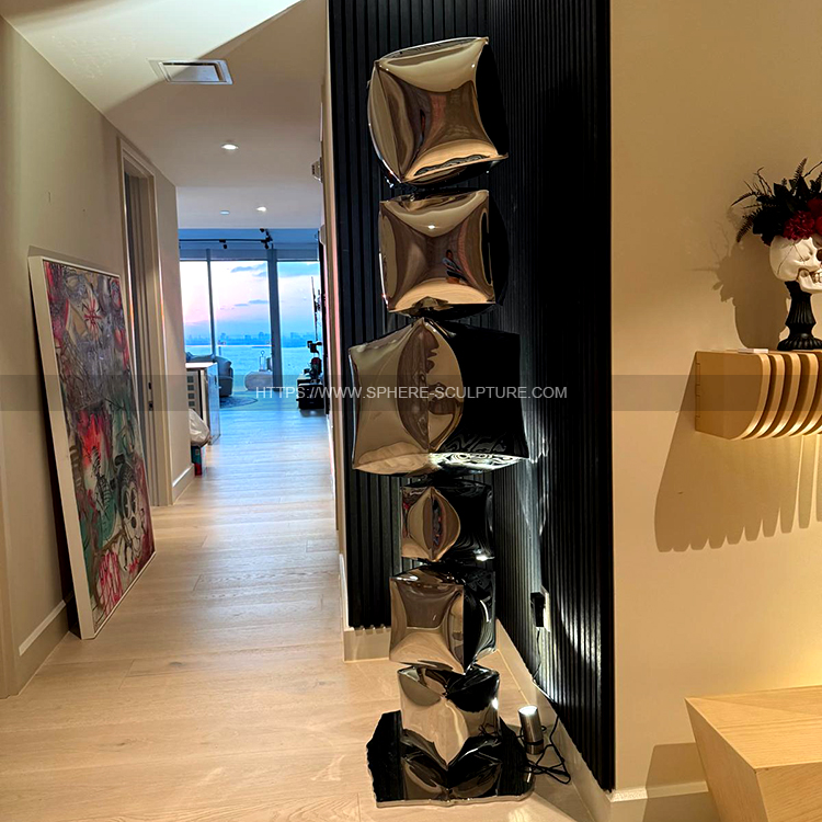 Entrusted sculpture interior decoration High polished stainless steel mirror sculpture
